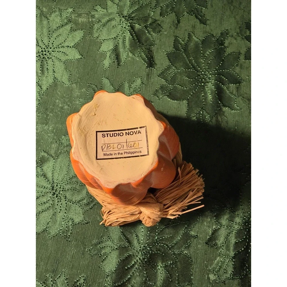 Studio Nova Ceramic Carrot Planter Pot Top Raffia Tie Farmhouse Spring Decor